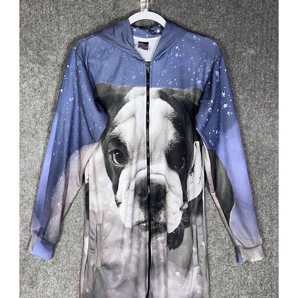 Rage On Long Sleeve‎ French Bulldog One Piece Pajamas Adult Size SM Small Medium - Picture 5 of 11